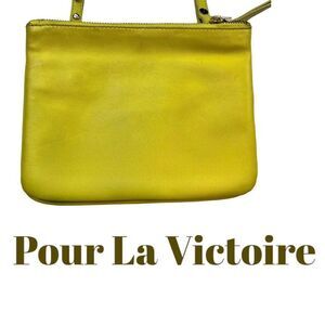 Pour La Victoire Women's Arken Cross-Body Tri Leather Purse Yellow